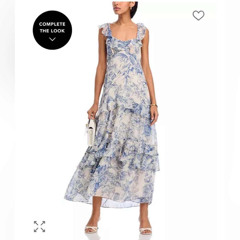 Aqua Floral Ruffle Maxi Dress